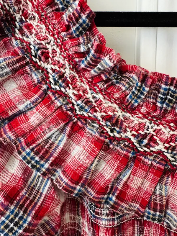 Pilcro Smocked Plaid Mini Dress, Size L - Image 15