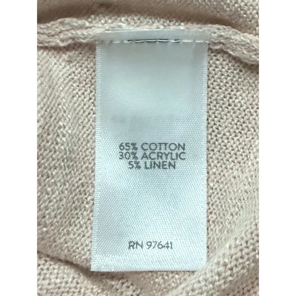 J. Jill Top Knit Soft Pink Linen Blend Top V Neck Casual Travel Coastal Women L - Image 6