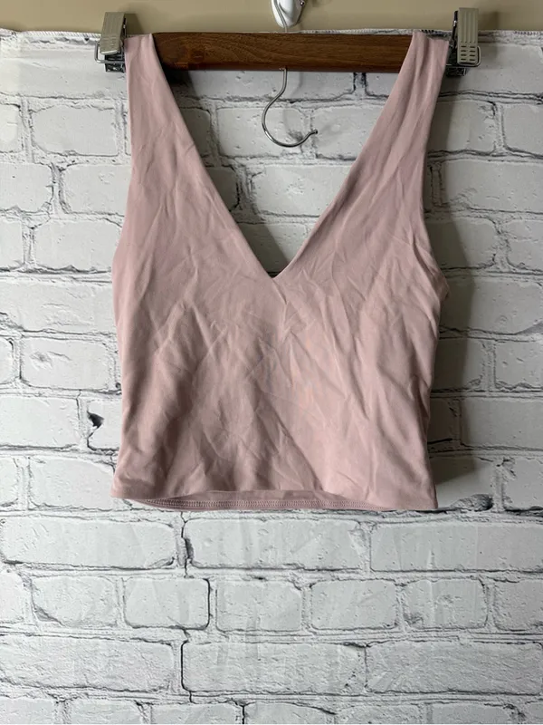 Baboton Blush Pink V-Neck Cropped Tank Top - Image 4