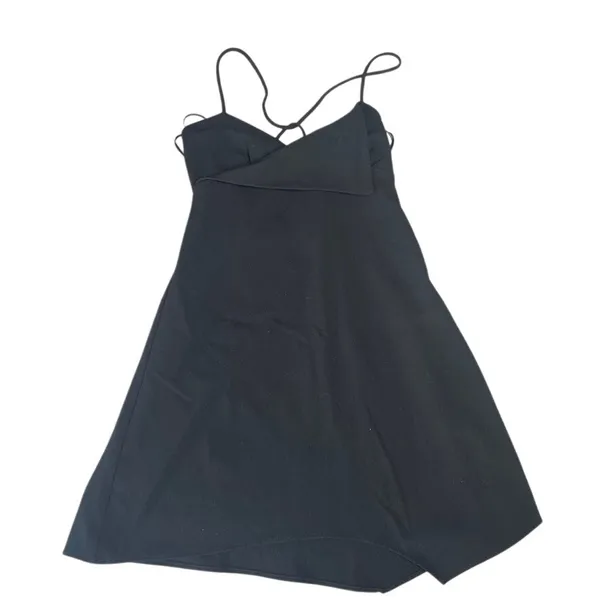 Zara Womens Black Asymmetrical Hem Mini Dress Open Back Strappy XS‎ 2731/242 - Image 2