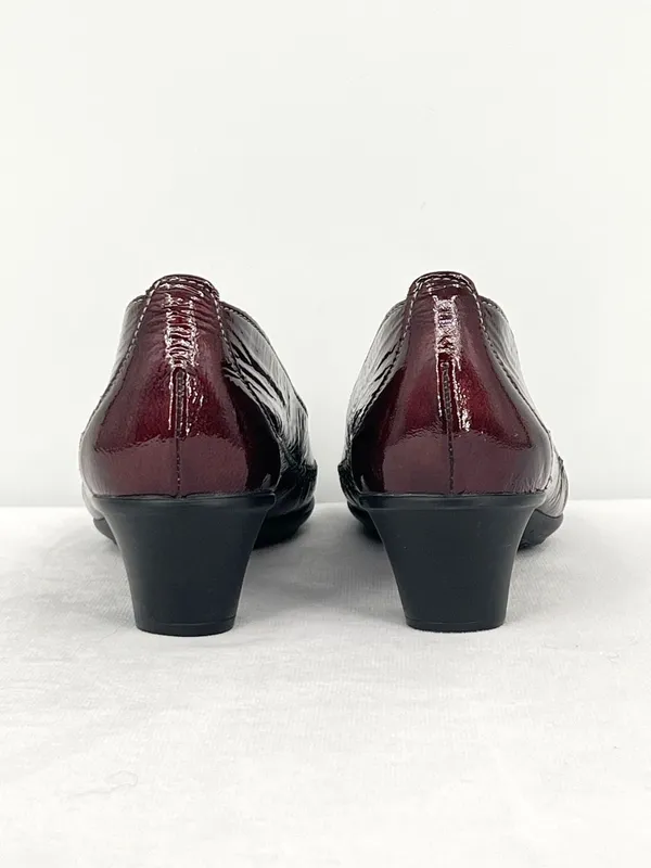 SAS Sonyo Bordo Burgundy Red Patent Leather Slip On Comfort Heels Pumps Women 8M - Image 7