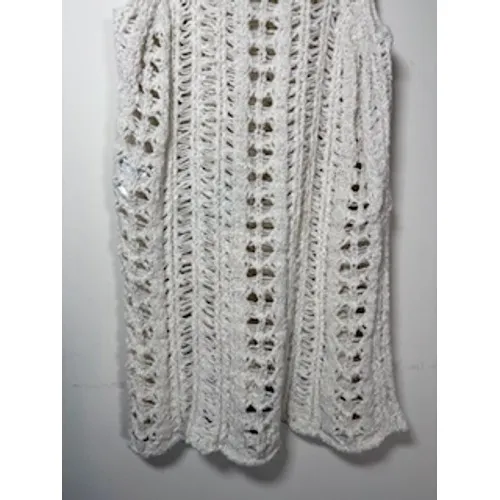 AMERICAN EAGLE Crochet Sweater Tank XS White Open Knit Boho Festival Top‎ - Image 3