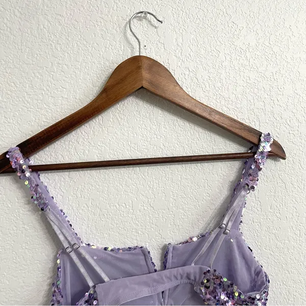 NWT Free People Intimately Womens Sparks Fly Bralette Purple Sequin Size Medium - Image 6