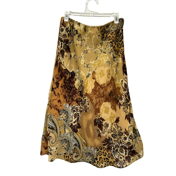 Baranda Y2K Patchwork‎ Boho Midi Skirt Animal Floral Print Size Medium - Image 3