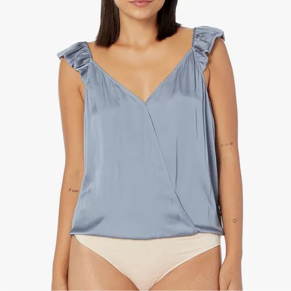 PAIGE womens Lunah Bodysuit V-back Thong Bodysuit Ruffled sleeve NWT 169$ - Image 3