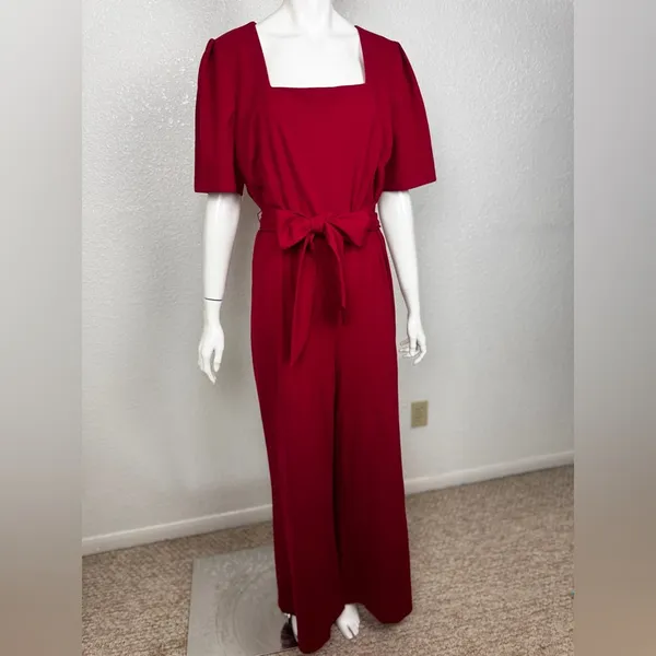 Alex Marie Deep Red Wide-Leg Women's Jumpsuit Size XL. J-18 - Image 5