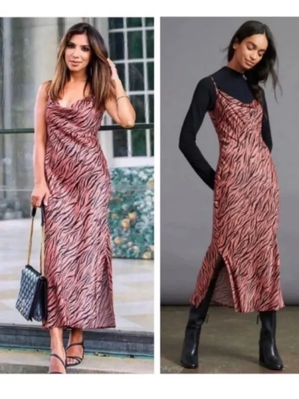 Anthropologie Elyse Bias Cut Animal Print Slip Dress - Image 2