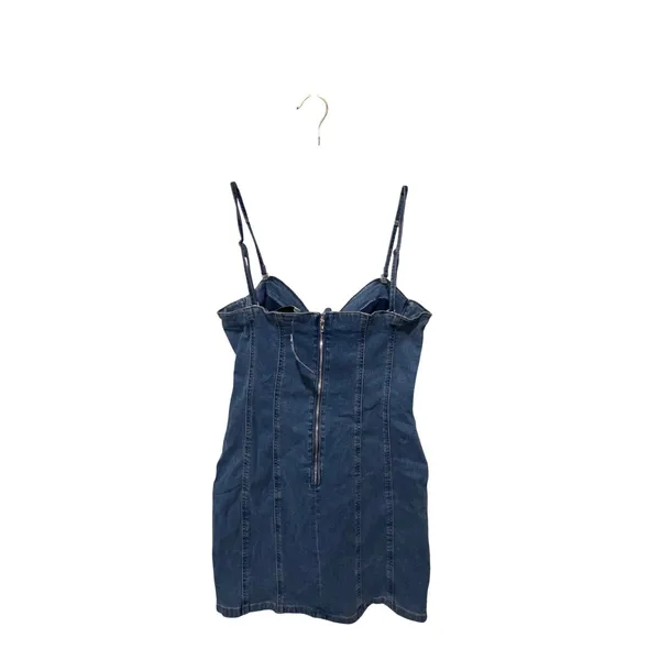 EB Luxe Spaghetti Strap Rosette Denim Mini‎ Dress Size Large Blue - Image 7