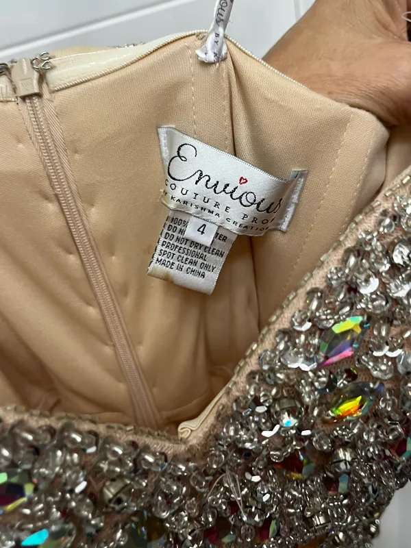 Prom Dress Tan Size 4 - Image 3
