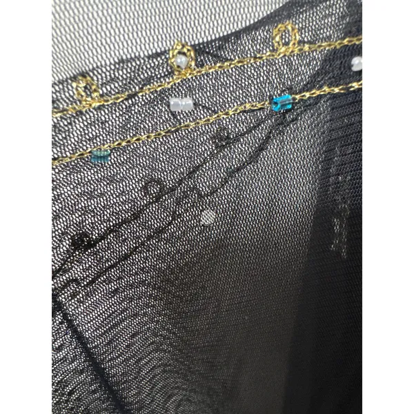 Vintage Y2K Fairy Goth Black Chiffon Beaded Midi Dress - Size 10 R&M Richards - Image 5