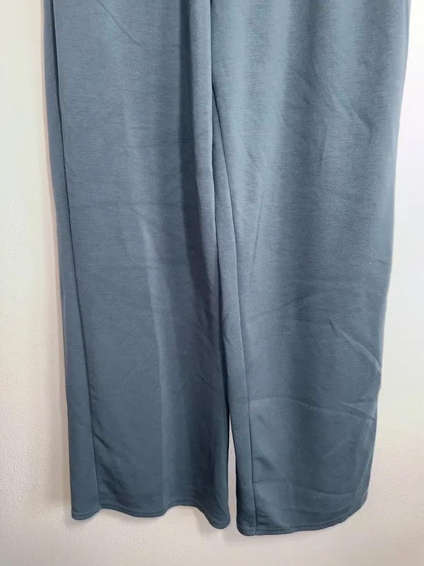 Maurices Scuba Knit Wide Leg Sweatpants Dark Blue Green High Rise - Image 5
