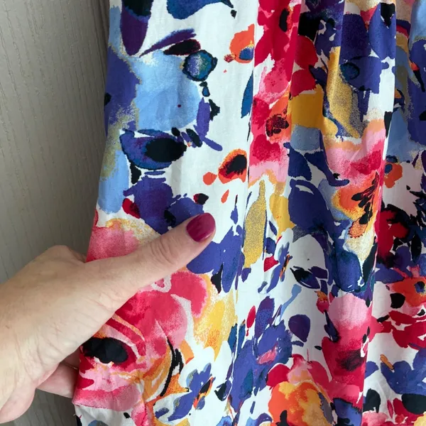 London Times Floral Maxi Dress Womens 12 Multi Color Tiered Smocked Back Pockets - Image 9