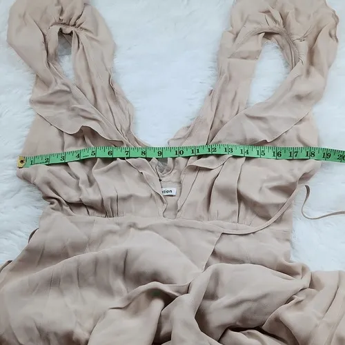 Reformation Peppermint Dress maxi gown Champagne‎ Blush Nude Ruffled Wrap Medium - Image 13