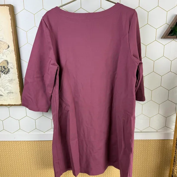 Betabrand Mauve Plum 3/4 Sleeve Half-Day Shift Dress - Size - XL - Image 3