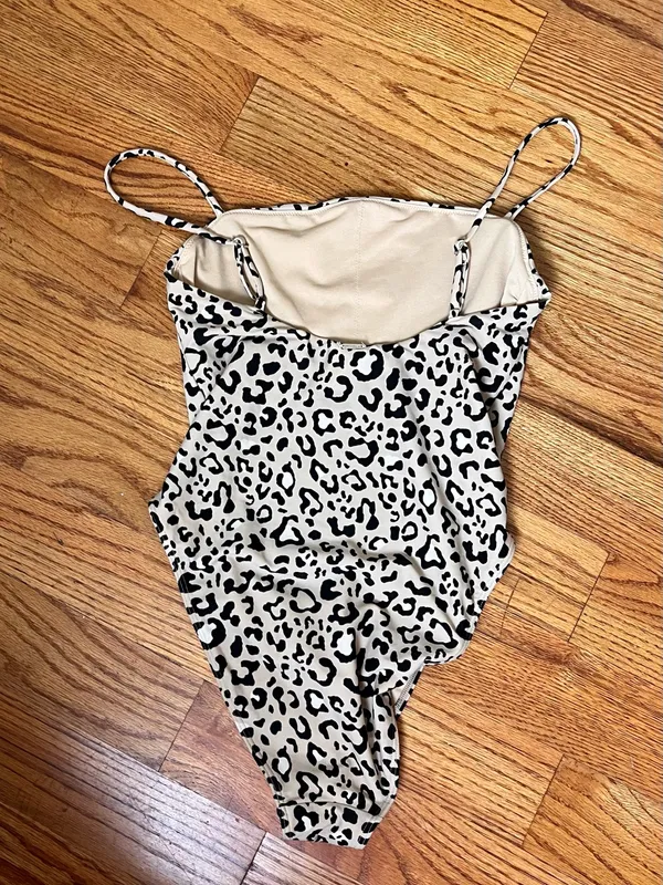 Holister Leopard Print One-Piece Swimsuit - Nude/Black - Image 3