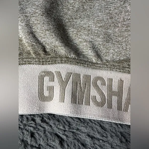 Gymshark Flex Sports Bra Greenish/Gray with Tan Band | Size M/L - Image 5