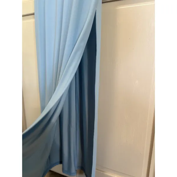 Eye Candy Blue Flower Glitter Open/Tie Back Maxi Dress Size‎ L Sleeveless Slit - Image 5