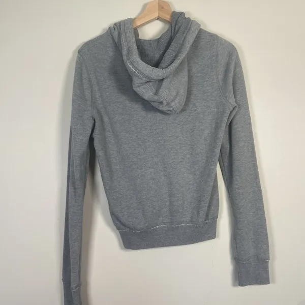 Hollister Y2K Full Zip Gray Sweatshirt Jacket Womens‎ Medium Hooded 90s Preppy - Image 3
