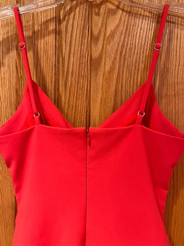 LIKELY Charla Ruched Bodycon Sleeveless Spaghetti Strap Mini Dress Red‎ Size 4 - Image 10