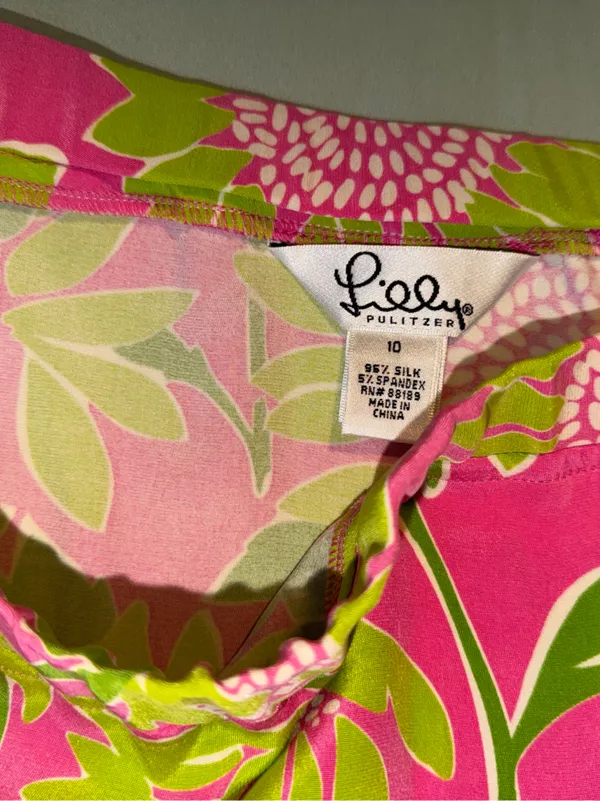 VINTAGE: Lilly Pulitzer Pink & Green Floral Swim Sarong - Image 2