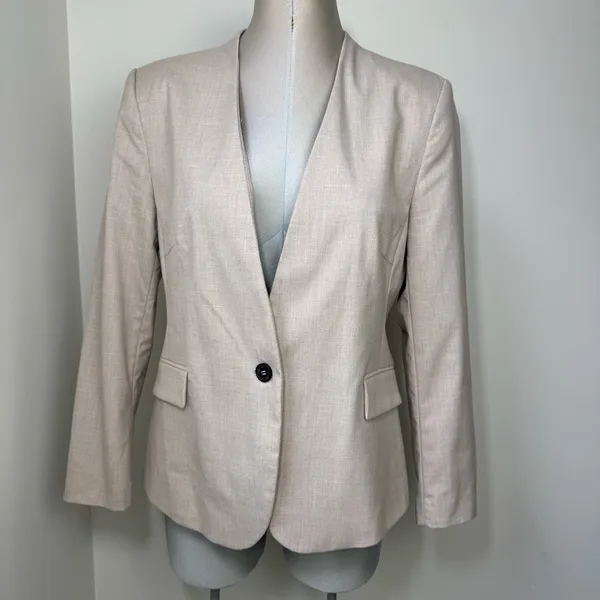 Zara Lapelless Blazer Tan Beige Size 10 (Medium) neutral tones - Image 6