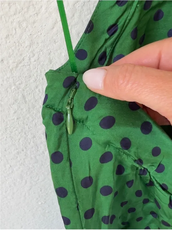 Anthropologie Maeve Polka Dot Silken Halter Tie Top in Green Dot - Image 5