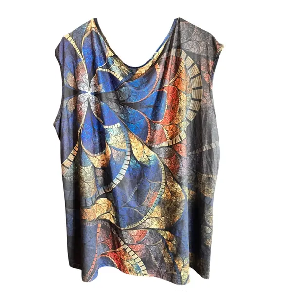 Women's Marble Design Super Soft Top Black Size 5X - Image 2