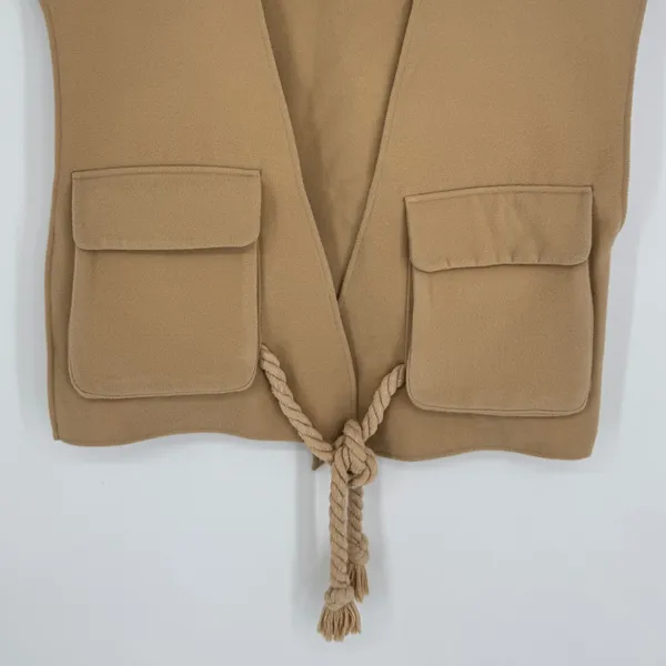 Maeve by Anthropologie Academy Utility Vest One Size Beige Rope Tie Cropped Boho - Image 6