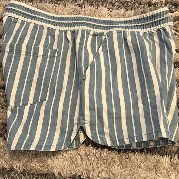 Aerie small striped cotton blue and white comfortable shorts - Image 2