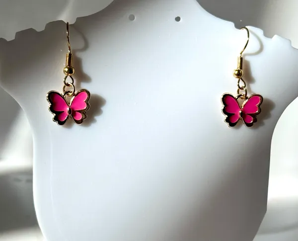 Pink Butterfly Earrings - Image 3