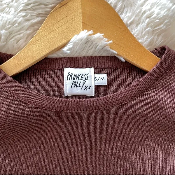 Princess Polly knit cut out Serenity mini dress in brown - Image 4