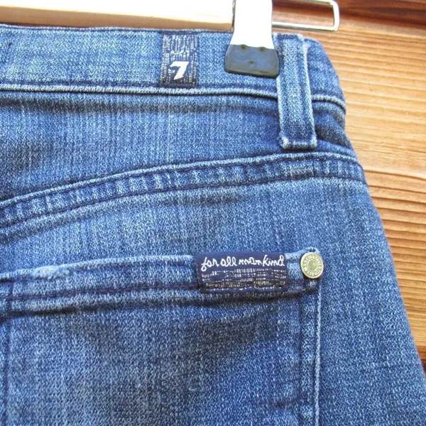 7 For All Mankind High Waist Raw Hem Culottes Jeans - Image 8