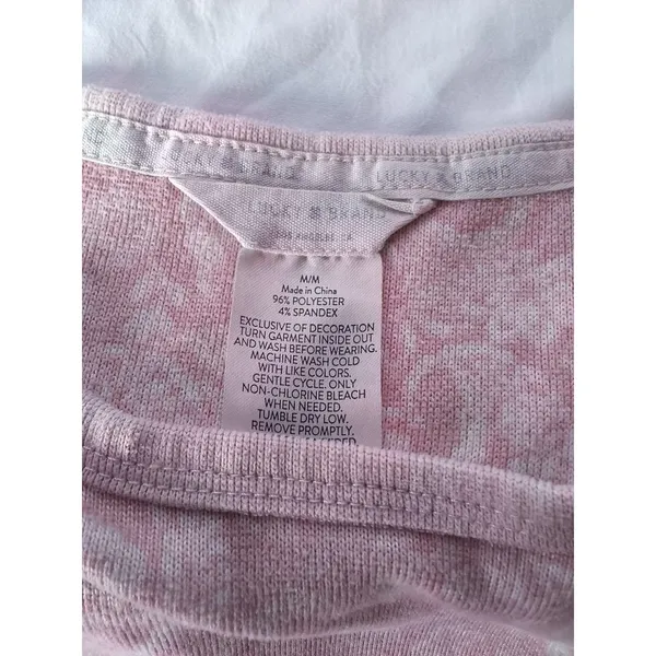 Lucky Brand Pink Paisley Knit Top Rolled Short Sleeve M - Image 3