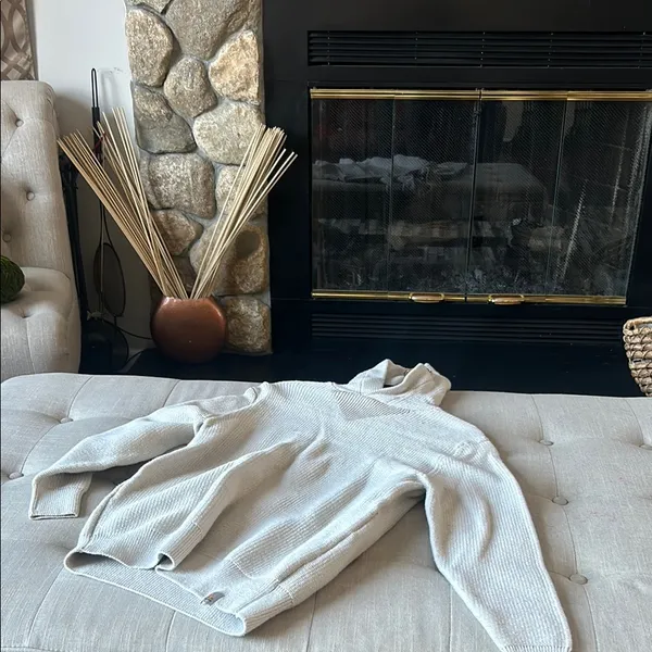 Zara Creme Cotton Blend Knit Hoodie - Image 2