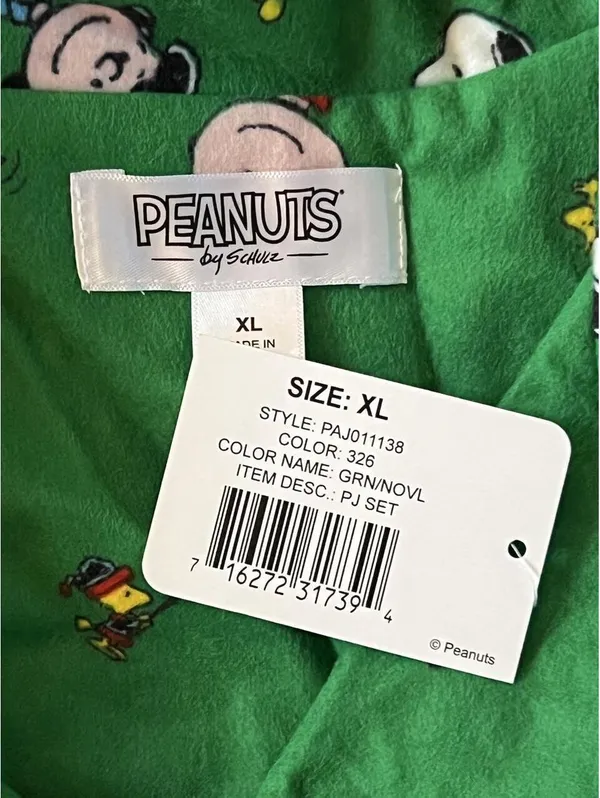 Peanuts Snoopy Christmas Cotton Pajama Set Green size XL 💚 - Image 5