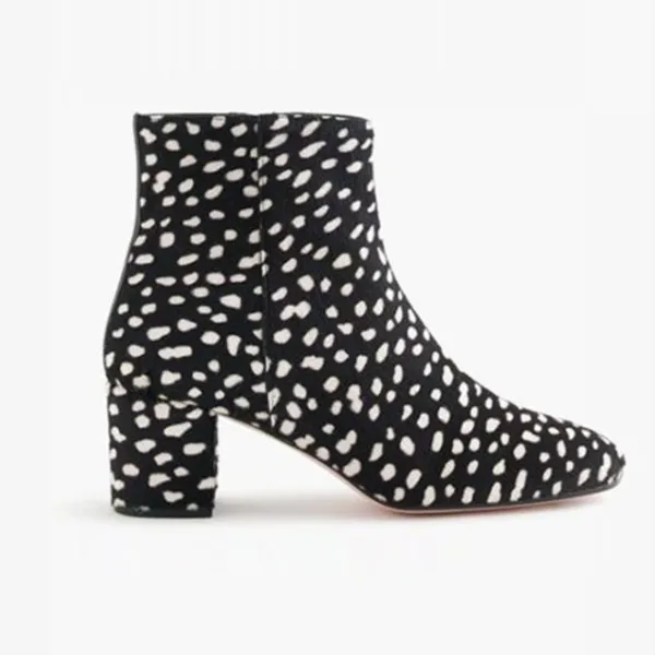 J. CREW Side Zip Ankle‎ Boots Leopard Calf Hair Leather Spotted Zippers Size 8.5 - Image 10