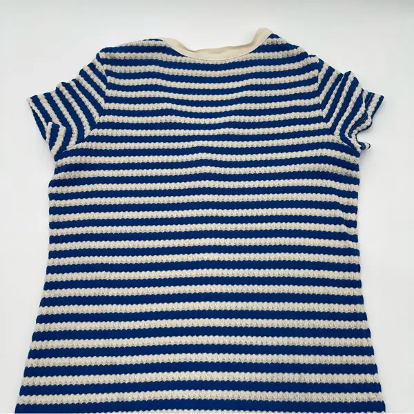 MNG Mango Blue/ Cream Stripe Jersey Sweater Midi Dress Sz US 10 Short Sleeve - Image 7