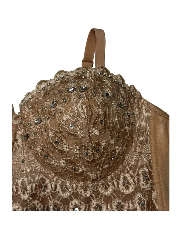 new Windsor ☀︎︎ Lace Beaded Bustier Top ☀︎︎ Nude ☀︎︎ XL ☀︎︎ Festival Date Night - Image 9