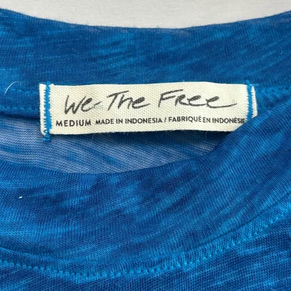 We The Free Free People Womens Blue Slub Knit Short Sleeve Crew Neck Tee Medium - Image 3