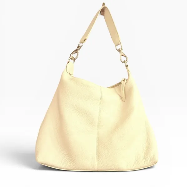 Dooney & Bourke Vintage Cream Pebbled Leather Hobo Shoulder‎ Bag Gold Hardware - Image 2