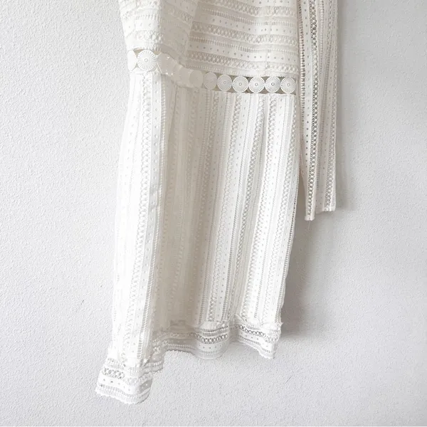 Bardot Vivian White Lace Long Sleeve Wedding Bridal Shower Cocktail Mini Dress - Image 4