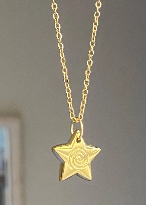 Handmade grunge y2k star swirl fully gold stainless steel chain necklace💫🌀 - Image 2