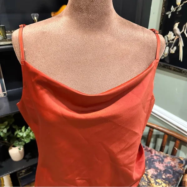 Lulus Silky Orange Maxi Dress – Taylor Swift-Inspired, Size Large - Image 3