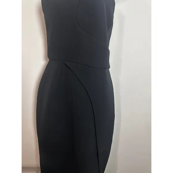 Nicholas Black One Shoulder Asymmetric Slit Midi Cocktail Dress Womens‎ US 8 - Image 4