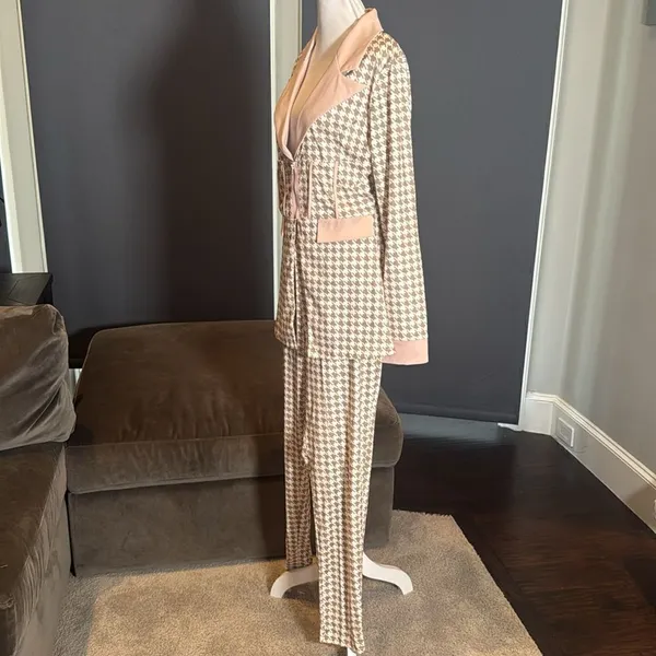 Long Sleeve 2 Piece Houndstooth BodyCon Pantsuit Jacket & Pants Set *Size L READ - Image 13