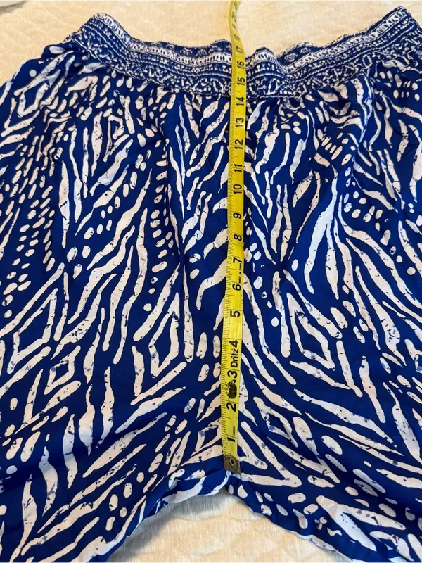 Millenium Wide Leg Pull On Pants Blue White Size 3x Rayon Resortwear Vacation - Image 12