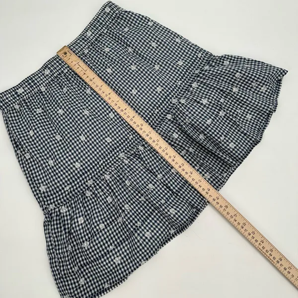 MADEWELL Embroidered Tiered Pull-on Mini Skirt Gingham Check Women’s S - Image 9