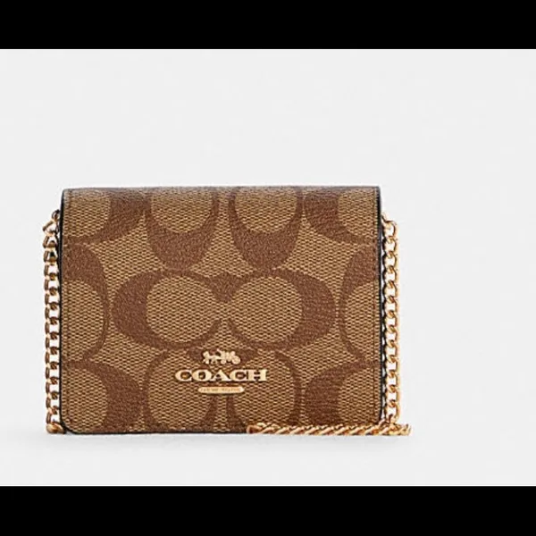 Authentic COACH Signature leather/coated canvas wallet on chain & 2 charms - Image 5