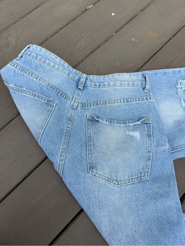Edikted | Light Blue Distressed Wide-Leg Jeans - Image 7