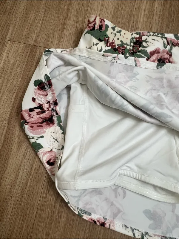 Laura’s Ashley Cream Mini Skirt with Pink Floral Print - Image 3